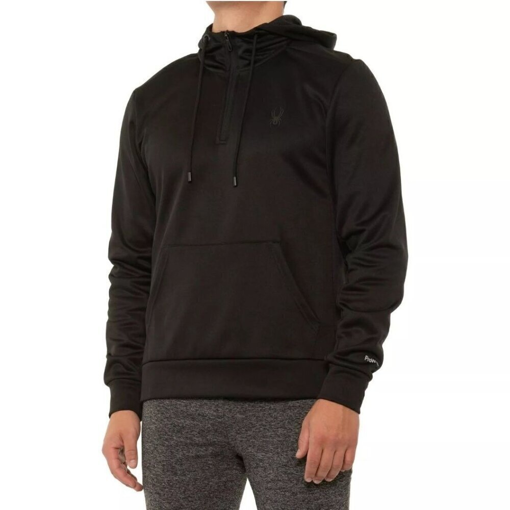 Spyder Active ProW B Black Hooded Full Zip Men's Sweatshirt Jacket Size L